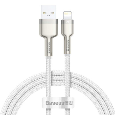 Дата кабель Baseus Cafule Metal USB to Lightning 2.4A (1m) (CALJK-A0) White