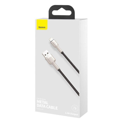 Дата кабель Baseus Cafule Metal USB to Lightning 2.4A (2m) (CALJK-B0) Black Дата кабель Baseus Cafule Metal USB to Lightning 2.4A (2m) (CALJK-B0) Black