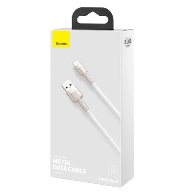 Дата кабель Baseus Cafule Metal USB to Lightning 2.4A (2m) (CALJK-B0) White Дата кабель Baseus Cafule Metal USB to Lightning 2.4A (2m) (CALJK-B0) White