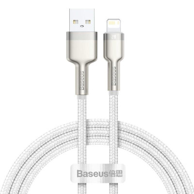 Дата кабель Baseus Cafule Metal USB to Lightning 2.4A (2m) (CALJK-B0) White