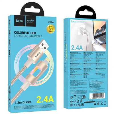 Дата кабель Hoco U144 New USB to Lightning 2.4A (1.2m) Black Дата кабель Hoco U144 New USB to Lightning 2.4A (1.2m) Black