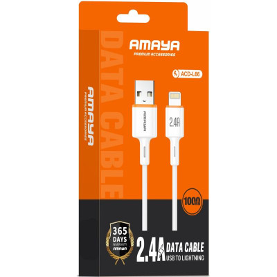 Дата кабель Amaya L66 USB to Lightning 2.4A (1m) White Дата кабель Amaya L66 USB to Lightning 2.4A (1m) White