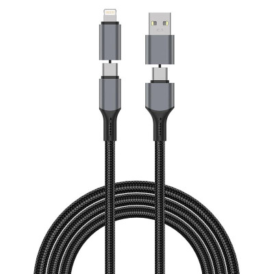 Дата кабель WIWU C085 Raptor Pro 4in1 Type-C to USB/Type-C to Lightning 240W (1.2m) Black