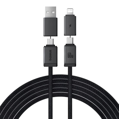 Дата кабель Baseus Versatile Two-for-Two USB/Type-C to Type-C/Lightning 60W (2m) (P10383000) Cluster Black