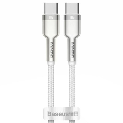 Дата кабель Baseus Cafule Metal Type-C to Type-C 100W (1m) (CATJK-C) Білий