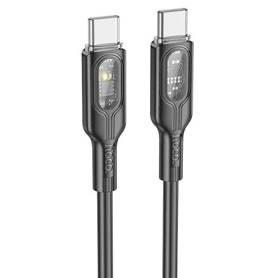 Дата кабель Hoco U120 Transparent explore intelligent power-off PD 60W Type-C to Type-C (1.2m) Black
