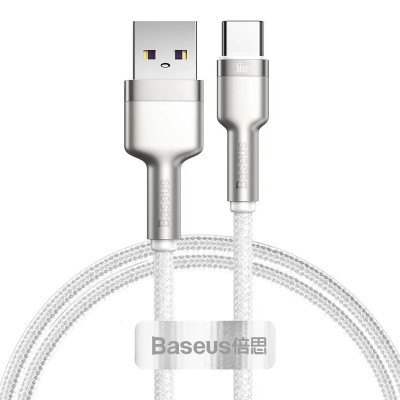 Дата кабель Baseus Cafule Metal USB to Type-C 66W (1m) (CAKF00010) White