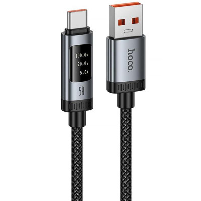 Дата кабель Hoco U148 Lord with display USB to Type-C 100W (1.2m) Black