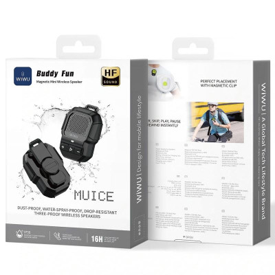 Bluetooth Колонка WiWU SPK-001 Buddy Fun with Magnetic Clip Black Bluetooth Колонка WiWU SPK-001 Buddy Fun with Magnetic Clip Black