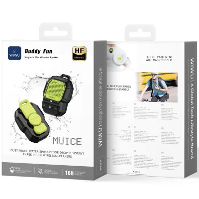 Bluetooth Колонка WiWU SPK-001 Buddy Fun with Magnetic Clip Green Bluetooth Колонка WiWU SPK-001 Buddy Fun with Magnetic Clip Green