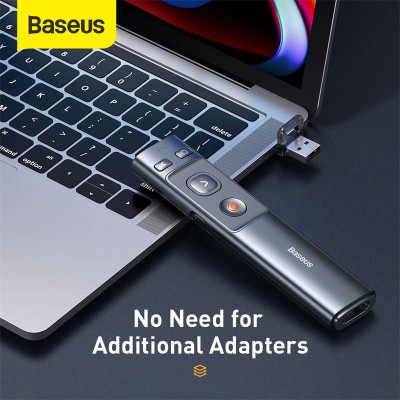 Лазерна указка Baseus Orange Dot Wireless Presenter (Red Laser) (ACFYB-0) Grey Лазерна указка Baseus Orange Dot Wireless Presenter (Red Laser) (ACFYB-0) Grey