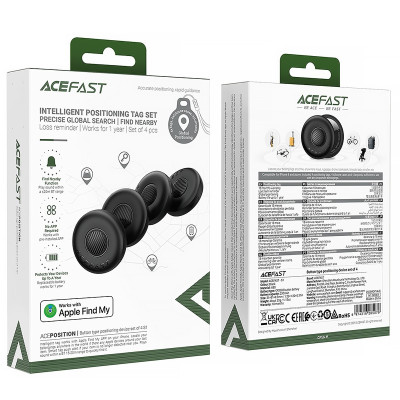 Трекер Acefast S1 Findy 230 mAh (4ps) Black