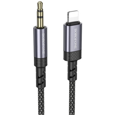 Аудіо кабель Aux Borofone BL24 Graceful (Lightning to AUX 3.5mm) (1m) Metal grey
