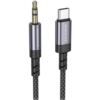 Аудіо кабель Aux Borofone BL24 Graceful Type-C to AUX 3.5mm) (1m) Metal grey