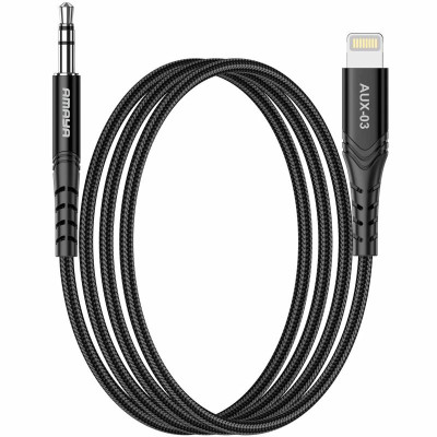 Аудіо кабель Aux Amaya AUX-03 (Lightning to AUX 3.5mm) (1m) Black