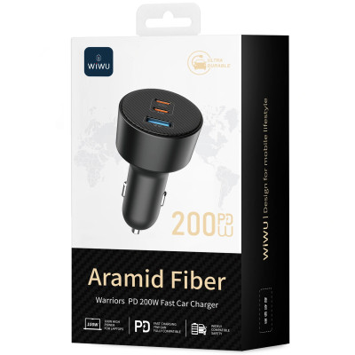 АЗП WIWU CC026 Warriors PD200W+QC3.0 (1USB-A/2C) Black АЗП WIWU CC026 Warriors PD200W+QC3.0 (1USB-A/2C) Black