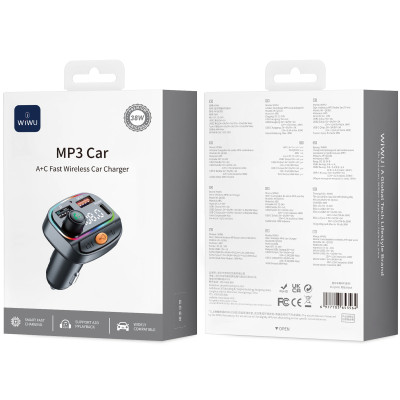 АЗП FM модулятор WIWU QC031 MP3 Car PD20W+QC3.0 (2USB-A/1C) Black АЗП FM модулятор WIWU QC031 MP3 Car PD20W+QC3.0 (2USB-A/1C) Black