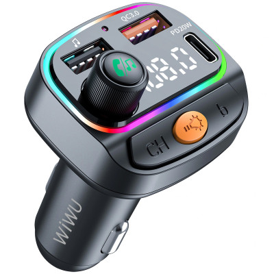 АЗП FM модулятор WIWU QC031 MP3 Car PD20W+QC3.0 (2USB-A/1C) Black АЗП FM модулятор WIWU QC031 MP3 Car PD20W+QC3.0 (2USB-A/1C) Black