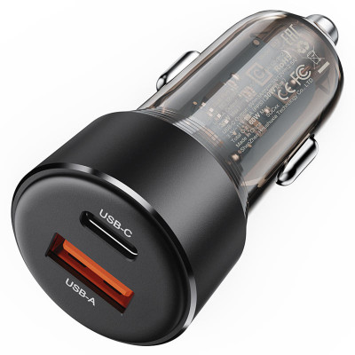 АЗП Acefast B12 PD30W+QC3.0 total 60W (1USB-A/1C) Black АЗП Acefast B12 PD30W+QC3.0 total 60W (1USB-A/1C) Black