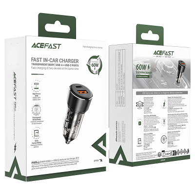 АЗП Acefast B12 PD30W+QC3.0 total 60W (1USB-A/1C) Black АЗП Acefast B12 PD30W+QC3.0 total 60W (1USB-A/1C) Black