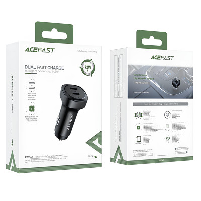 АЗП Acefast B2 PD36W+PD36W total 72W (2USB-C) Black