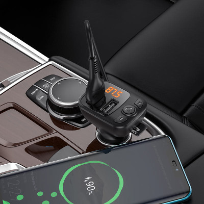 АЗП FM модулятор Borofone BC41 Eminency QC3.0 (2USB-A) Чорний