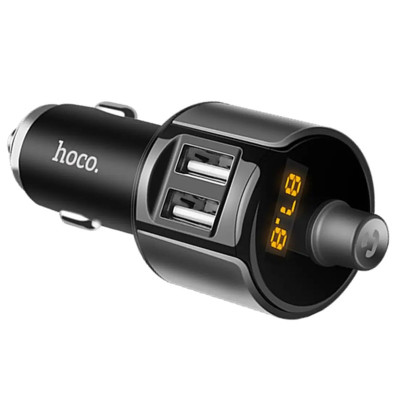 АЗП FM модулятор Hoco E19 (2USB 2.4А) Чорний / Сірий