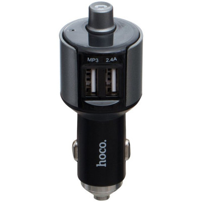 АЗП FM модулятор Hoco E19 (2USB 2.4А) Чорний / Сірий