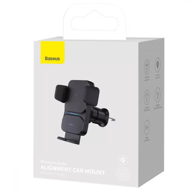Автотримач з БЗП Baseus Wisdom Auto Alignment (QI 15W) (Air Outlet base) (CGZX000001) Black Автотримач з БЗП Baseus Wisdom Auto Alignment (QI 15W) (Air Outlet base) (CGZX000001) Black