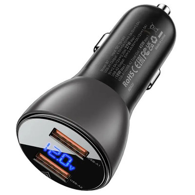 АЗП Acefast B7 QC3.0 45W (2USB-A) Transparent black