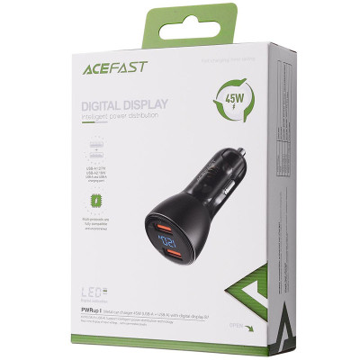 АЗП Acefast B7 QC3.0 45W (2USB-A) Transparent black