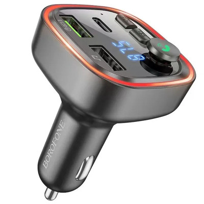 АЗП FM модулятор Borofone BC48 Broad 18W+QC3.0 (2USB-A/1C) Black