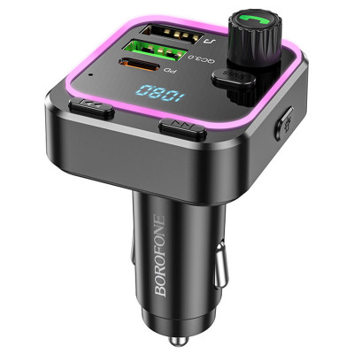 АЗП FM модулятор Borofone BC53 Highway PD20W+QC3.0 (2USB-A/1C) Black