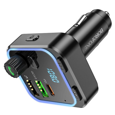 АЗП FM модулятор Borofone BC53 Highway PD20W+QC3.0 (2USB-A/1C) Black