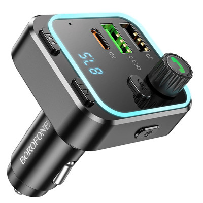 АЗП FM модулятор Borofone BC53 Highway PD20W+QC3.0 (2USB-A/1C) Black