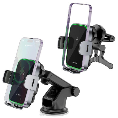 Автотримач з БЗП WIWU CH-313 15W (center console) Black