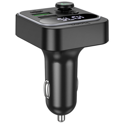 АЗП FM модулятор Hoco E85 Tiger PD20W+QC3.0 (2USB-A/1C) Black