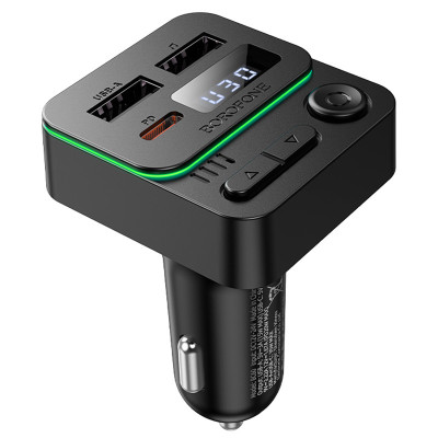 АЗП FM модулятор Borofone BC60 Hero 35W (2USB-A/1C) Black