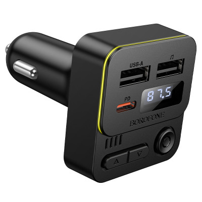 АЗП FM модулятор Borofone BC60 Hero 35W (2USB-A/1C) Black