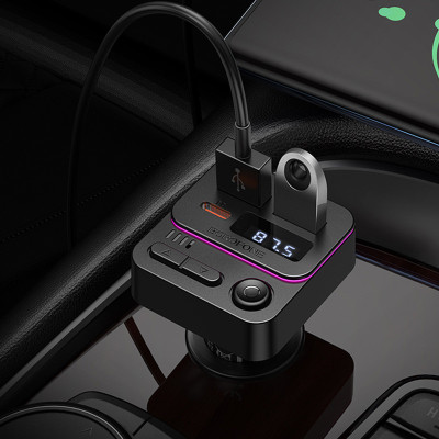 АЗП FM модулятор Borofone BC60 Hero 35W (2USB-A/1C) Black