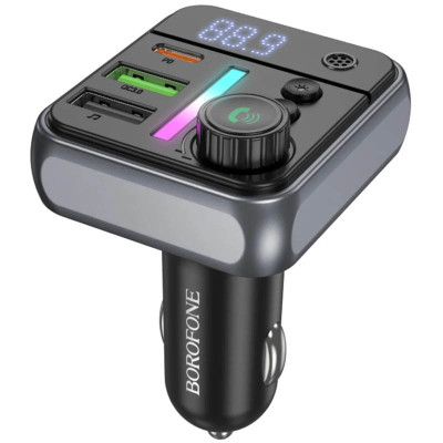 АЗП FM модулятор Borofone BC50 Ascenso PD20W+QC3.0 total 38W (2USB-A/1C) Black