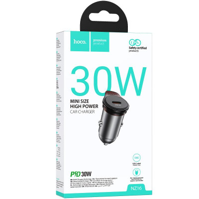 АЗП Hoco NZ16 Rigorous PD30W (1USB-C) Metal grey