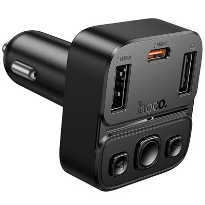 АЗП FM модулятор Hoco E87 Delta 35W (1USB-A/1C) Black