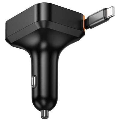 АЗП Hoco NZ18 Guardian PD65W with retractable cable (1USB-A/2C) Black