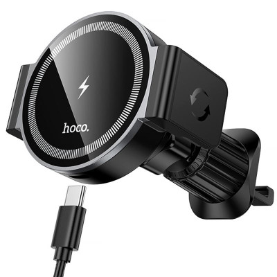 Автотримач з БЗП Hoco HW35 Power 15W (air outlet) Black