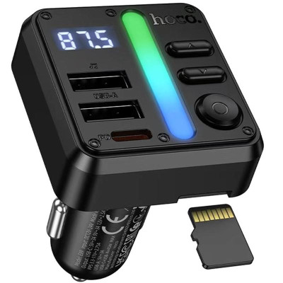 АЗП FM модулятор Hoco E89 Libre 45W (1USB-A/1C) Black