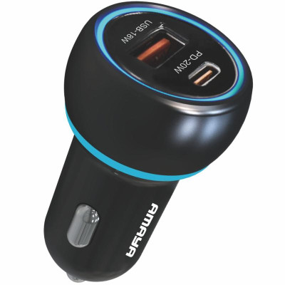 АЗП Amaya ACC-01 PD20W+QC3.0 total 38W (1USB-A/1C) Black