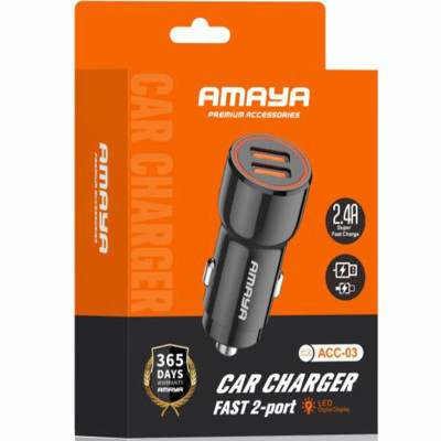 АЗП Amaya ACC-03 2.4A (2USB-A) Black АЗП Amaya ACC-03 2.4A (2USB-A) Black