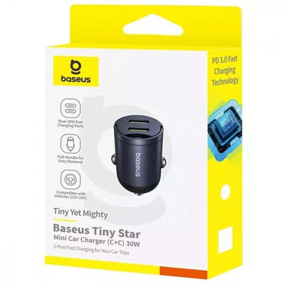 АЗП Baseus Tiny Star Mini 30W (2USB-C) (C00035001121) Black АЗП Baseus Tiny Star Mini 30W (2USB-C) (C00035001121) Black