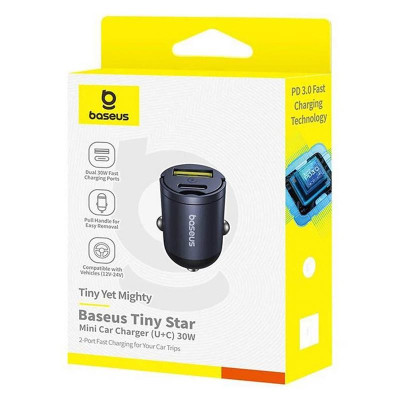 АЗП Baseus Tiny Star Mini 30W (1USB-A/1C) (C00035001121) Cosmic Black АЗП Baseus Tiny Star Mini 30W (1USB-A/1C) (C00035001121) Cosmic Black